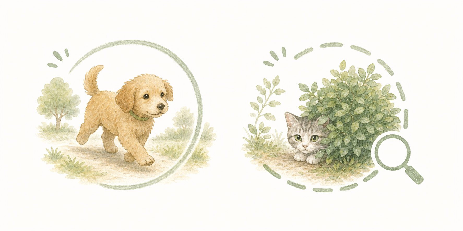 犬の捜索を表す小さなイラスト